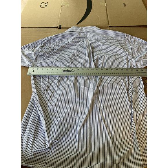 Michael Kors Gray Long Sleeve Dress Shirt, 16 Neck, Button Down, Striped Formal - Picture 11 of 12